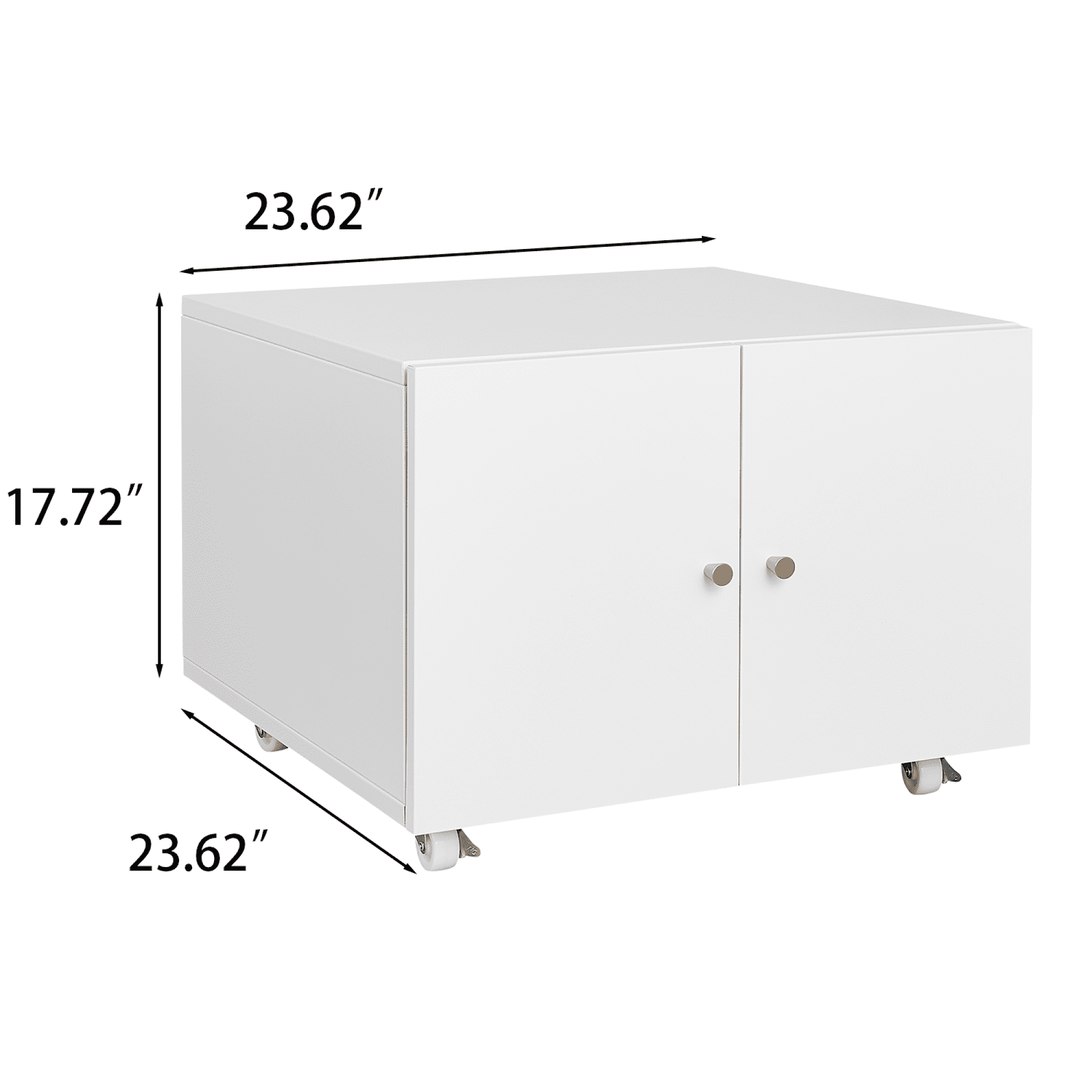 Metal File Cabinet with 2 Door,23.62" W Mobile Printer Tables Printer Stand with Adjustable Shelf for Home Office,White