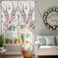 thumbnail image 3 of Easter Rabbits Swag Valance Curtains Pink Flower Bow Rod Pocket Swag Curtains Small Window Treatments for Kitchen Bathroom Bedroom 28" W x 36" L, 2 Panels, 3 of 9