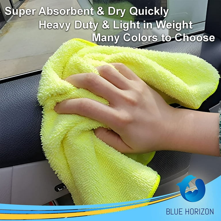 Blue Horizon Large Microfiber Cleaning Towels, 36-Pack, Ultra Soft Plush Washcloths, Professional Grade Premium Microfiber Detailing Cleaning Cloth for Car