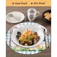 thumbnail image 3 of 15 Inch Round Placemats Set of 4, Blue Plaid Easter Non Slip Heat Insulation PP Table Mats, Truck Spring Floral Bunny Animals Washable Place Mats for Kitchen Dining Party Table Decor, 3 of 7