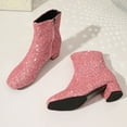 thumbnail image 7 of Mostsola Womens Fall Boots Sparkly Sequin Block Heel Ankle Boots Zip up Square Toe Dressy Booties, 7 of 7