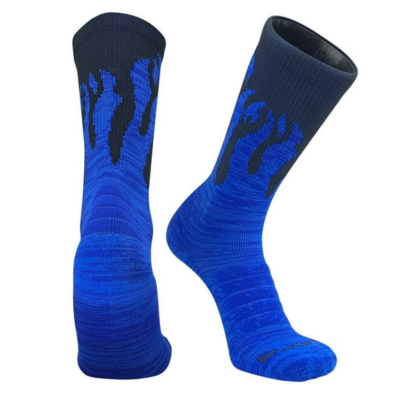 Swanq Pyro Blue Flame Fire Basketball Football Crew Socks by TCK (L)