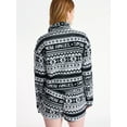 thumbnail image 3 of No Boundaries Christmas Quarter Zip Mock Neck Plush Top with Long Sleeves, Women's, 3 of 5