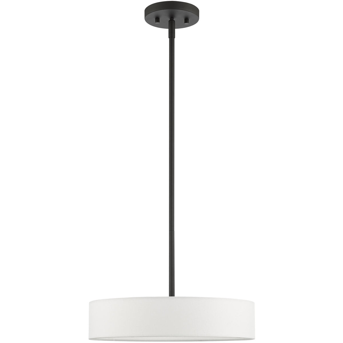 4 Light Black Chandelier with Hand Crafted Off White Fabric Hardback Shade