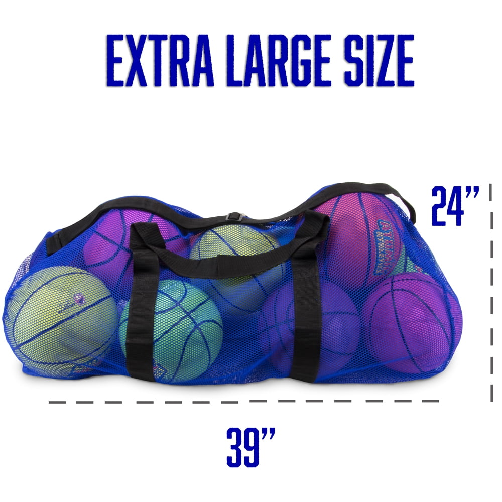 Brybelly 39" Mesh Sports Ball Bag with Strap, Yellow
