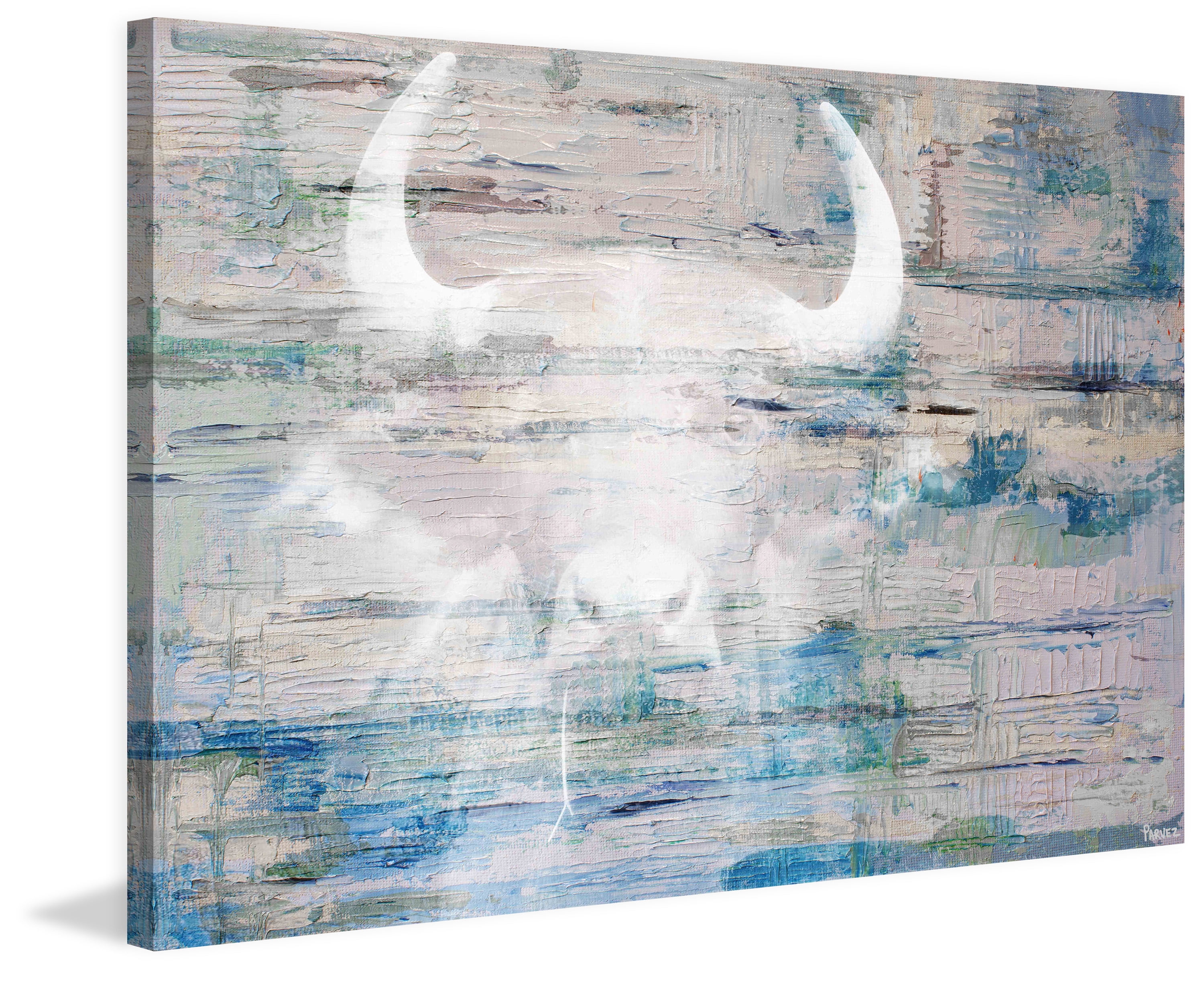"White Bull Shadow" Painting Print on Wrapped Canvas