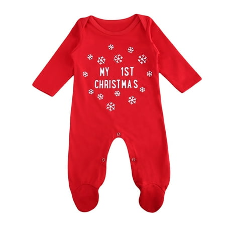 

New Cute Christmas Newborn Baby Girl Boy Clothes Jumpsuit Snowflake Rompers