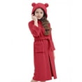 thumbnail image 3 of Cethrio Girls Sleepwear Robes, Long Sleeve Warm Fleece Winter Bathrobes with Belt Red Size 9-10 T, 3 of 6