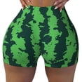 thumbnail image 2 of Sikiie Green Stripes Of Watermelon Workout Shorts Women Scrunch Butt Gym Shorts Seamless High Waist Tummy Control Yoga Biker Athletic Shorts-Small, 2 of 8