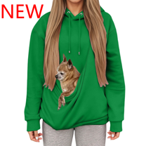 Unisex Cat Pouch Hoodie Fuzzy Kitten Puppy Holder Hoodies Cozy Soft Carrying Sweatshirt with Pet Pocket for Women