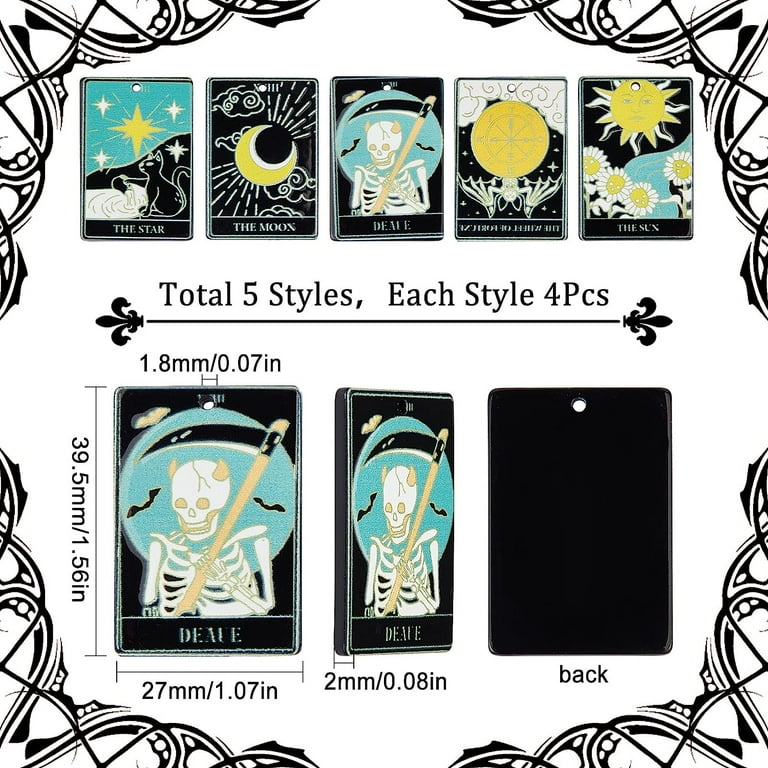 1 Box 18Pcs Gothic Charms Tarot Style Ouiji Board Charm Planchette Charms  Yes No Enamel Snake Moon Charm Cat 