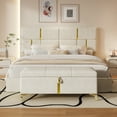 thumbnail image 2 of MODERNLUXE 2-Pieces Bedroom Sets,Queen Size Lift Up Storage Bed with 1 Ottoman and Hydraulic Storage,Upholstered Platform Bed Frame,No Box Spring Needed,Beige, 2 of 9