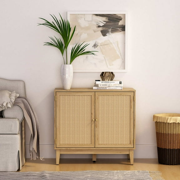 Accent Cabinet 31" Tall 2 Door Storage Sideboard Living Room Bedroom Decor