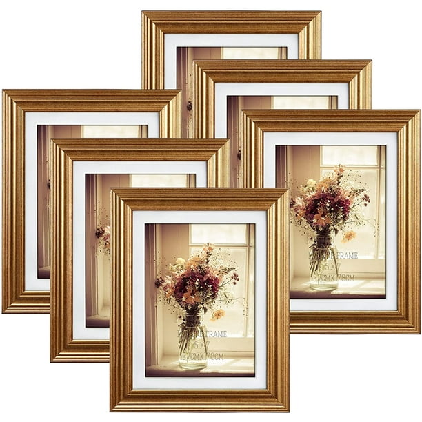 5x7 Picture Frames Set of 6, Display 5 by 7 Photo with Mat or 6x8 without Mat for Wall or