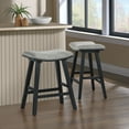 thumbnail image 3 of Coley 24" Saddle Stool  with Graphite Gray Fabric Seat and Black Wash Frame, 3 of 11