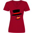 thumbnail image 3 of Inktastic Snowman with Top Hat and Carrot Nose Women's V-Neck T-Shirt, 3 of 5