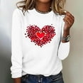 thumbnail image 2 of Valentines Day Long Sleeve Shirts for Womens Cute Heart Print Basic Tee Classic Crewneck Blouse Top, 2 of 4