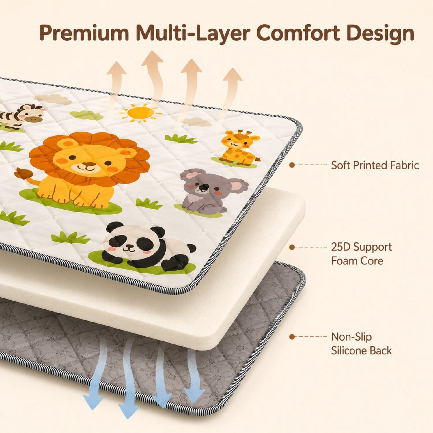 Easy4Home Large Foldable Baby Play Mat,71"x59" Non-Slip Thick Foam Crawling Mat Machine Washable Playpen Mat for Infants & Toddlers