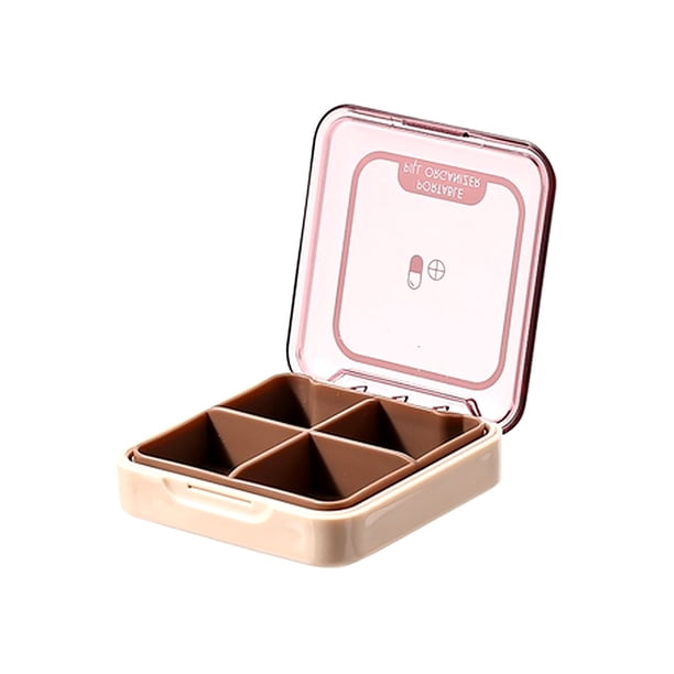 Caja de pastillas Mini Tableta portátil Contenedor 4 Gridos Dispensador a prueba de humedad desmontable Tabletas Dailiares Indoor Organizador al aire libre Rosa Inevent HA028327-03