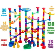 Marble Genius Glow Marble Run Set, Marble Maze Glow in The Dark (200 pcs) STEM Educational Building Block Toy, Instruction App Access & Full Color Instruction Manual, Great Gift for Kids, Super Set