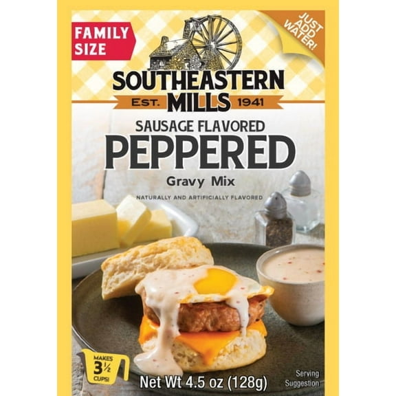 (Pack of 12) Southeastern Mills Sausage Flavored Peppered Gravy Mix, 4.5 oz
