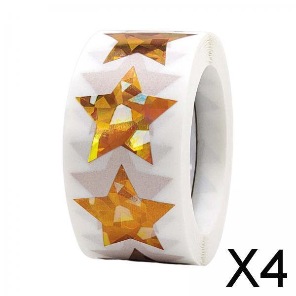 2x500x Pegatinas de Estrellas Decorativas Hechas a Mano Brillantes Pegatinas de Sellado de Regalos Etiquetas Adhesivas DIY Etiquetas de Incentivos para Tarjetas, Fiestas, Oficinas, 4 piezas