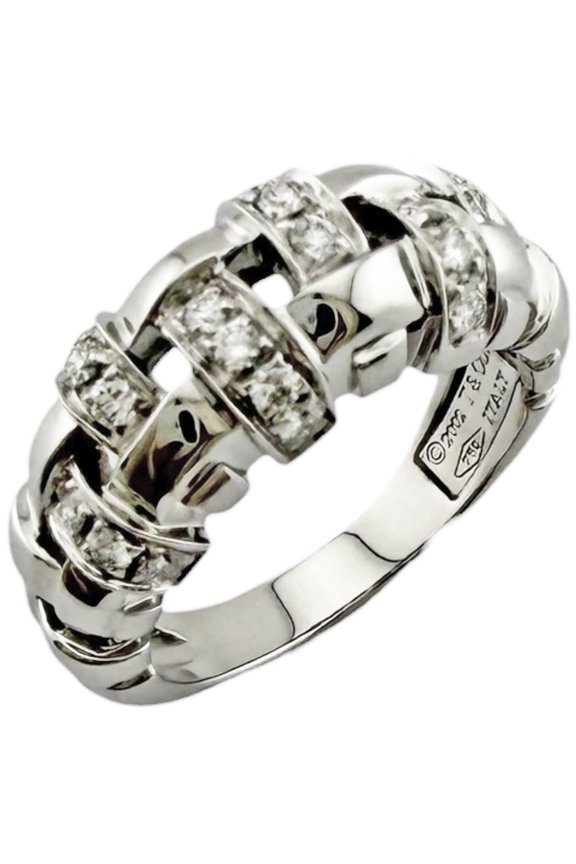 Pre-Owned Tiffany & Co. Woven Ring, 18K White Gold, Diamond, Women's Ring.