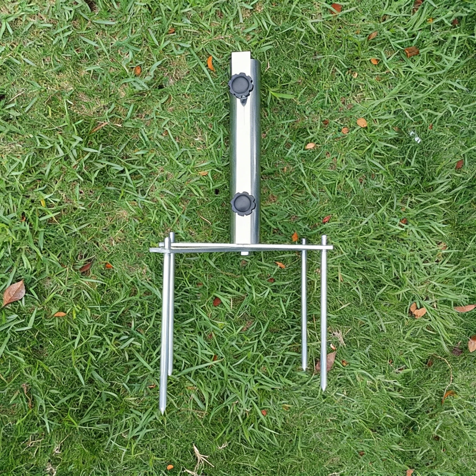 Adjustable Steel Garden Umbrella Stand With 4 Sturdy Spikes For Stability In Sand Grass Dirt Outdoor Use