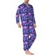 thumbnail image 2 of Balery Blue Skull Rose Pijama para Hombre de Dos Piezas con Manga Larga, Conjunto de Dormir y Descanso Suave con Bolsillos-Medium, 2 of 7