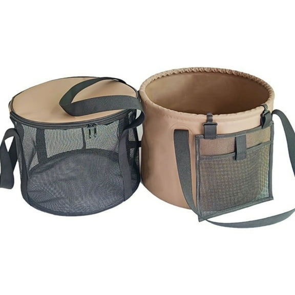Foldable 5 Gallon Water Bucket With Double Handle Durable PVC Wash Basin with Mesh Pocket For Car Washing Gardening