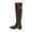 Brown, variant on Rokment Womens Slouchy Thigh High Boots Fashion Winter Fall Leather Pointed Toe Chunky Mid Heel Wide Calf over The Knee Dress Tall Boots Black Size 6
