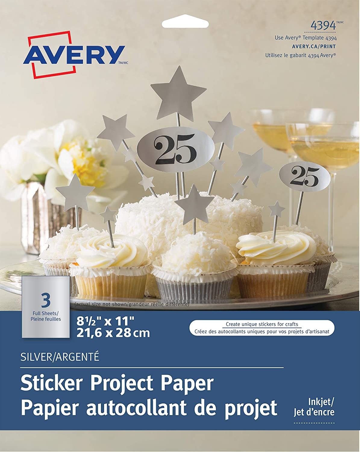 Avery Sticker Project Paper for Inkjet Printers, 8.5" x 11" Full Sheet