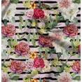 thumbnail image 1 of Soimoi Tissu Satin Modal Rose Rayé & Roses Grandiflora Imprimé Floral 1 Yard 42 Pouces de Large, 1 of 4