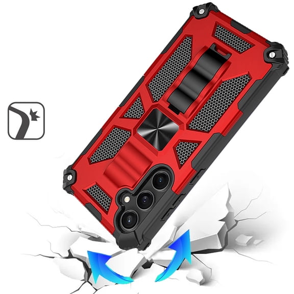 Case for Samsung Galaxy S26 Hybrid Shockproof [Military Grade] Rugged Protective with Magnetic Car Mount & Invisible Stand, XPM Phone Cover fit Samsung s26 [Red]