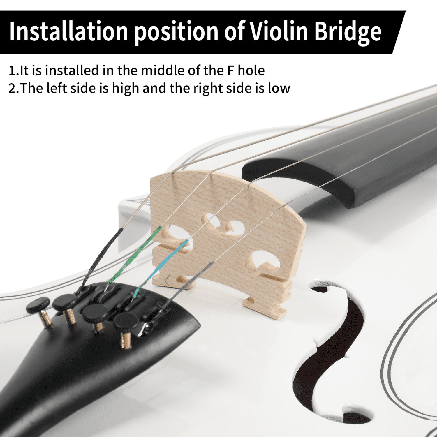 Hassch Violin 4/4, Acoustic Fiddle for Beginners with Case, Bow, Rosin, Sordine, Extra Strings and Shoulder Rest, White