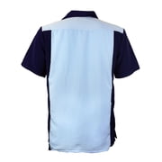 Men's Retro Charlie Sheen Two Tone Guayabera Bowling Shirt
