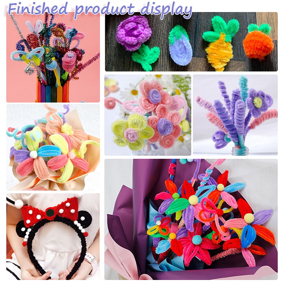 1000Pcs 12in Pipes Cleaners for Crafts 20 Multicolors Chenille Stems Bulk Fleece Fur Christmas Soft Handmade DIY Arts Projects Plush Animal