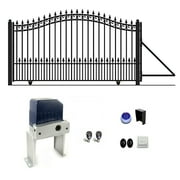 ALEKO Garden Yard Steel Single Sliding 12' Gate Prague Style with Gate Opener