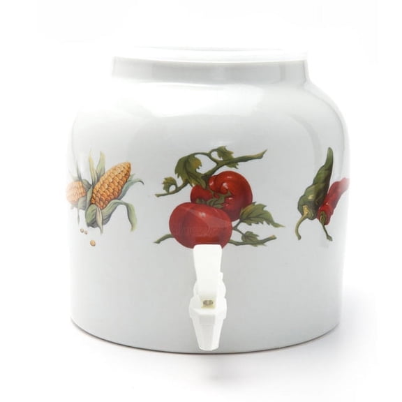 Garden Veggies Porcelain Water Beverage Dispenser Crock - 2.2 Gallons | Lead Free