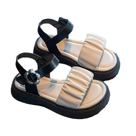 Ytdscs Toddler Kids Girls Sandals Open Toe Non-slip Beach Shoes Summer Soft Bottom Flats Princess Sandals for Little Girls 1-13.5M