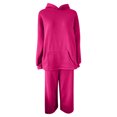 thumbnail image 4 of Oversized Hoodie Sets with Wide Leg Pants for Women Sportswear Loose Plain Sweatshirt and Sweatpant Lounge Outfits (Large, Hot Pink), 4 of 5