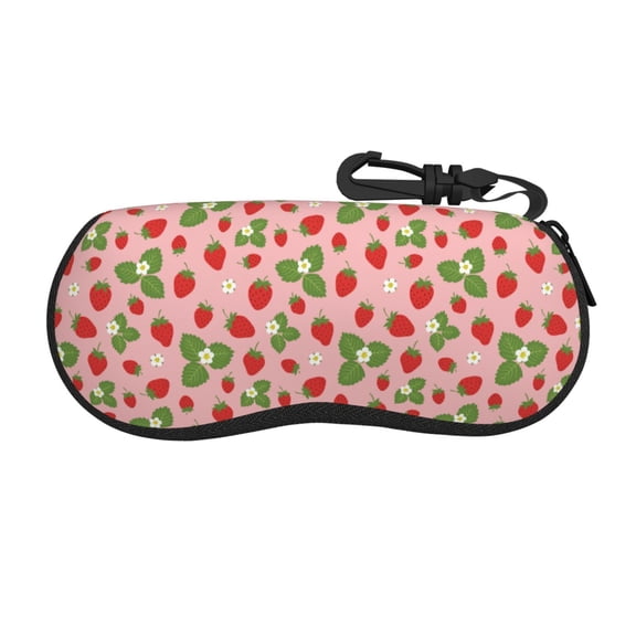 Vsdgher Strawberries Sunglasses Soft Case Neoprene Zipper Eyeglass Case, Zipper Portable Spectacle Cases for Men Women