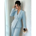 thumbnail image 4 of Women'S Elegant 2-Piece Outfit, Long Sleeve Blazer & Straight-Leg Pants Set Blue S, 4 of 8
