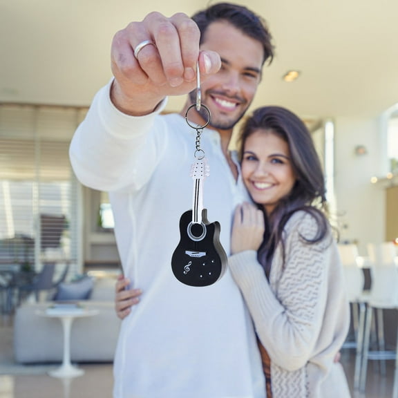 YOHAVEN Novelty Keychain Gift, Funny Guitar Keychain LED Light Sound Mini Music Ornament for Bag Car Key Ring Music Lovers Party Favor Gift