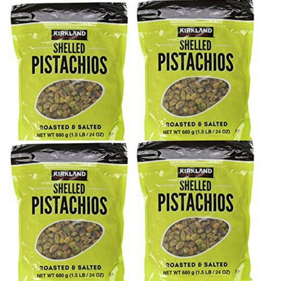 4 Packs Kirkland Signature Shelled Pistachios Roasted & Salted 24 oz Each Pack