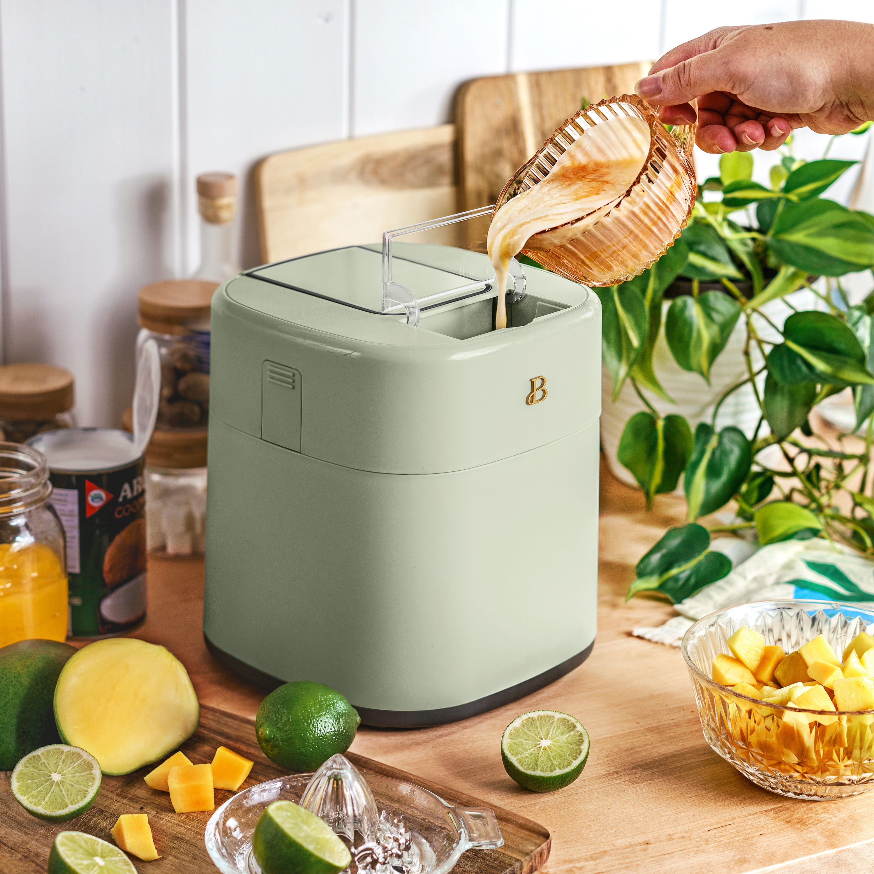 Beautiful 1.5 Qt Ice Cream Maker with Touch Activated Display, Sage Green by Drew Barrymore