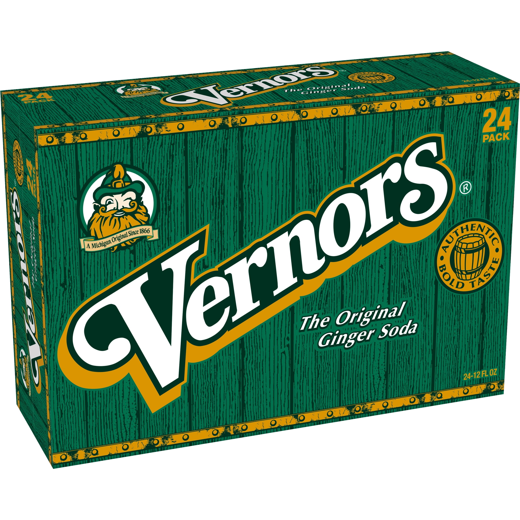 Vernors Caffeine Free Ginger Ale Soda Pop, 12 fl oz, 24 Pack Cans