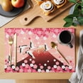 thumbnail image 2 of Pink Mountains Placemats Set of 8 Modern Aesthetic Cherry Blossoms Cranes Place Mats Indoor Wipeable Table Mats Washable Cloth Dining Table Placemats for Kitchen Holiday Party Home Decor 13x19 Inch, 2 of 9