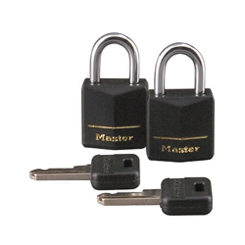 Master Lock 121T 2-Count 3 4" Black Vinyl Cover Brass Padlock by Master Lock