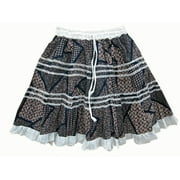Mogul Women's Mini Skirt Cotton Printed Holiday Crinkled Skirts